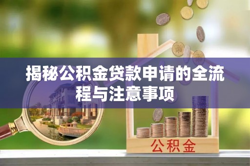 泸定揭秘公积金贷款申请的全流程与注意事项
