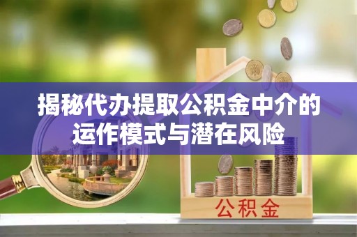 泸定揭秘代办提取公积金中介的运作模式与潜在风险