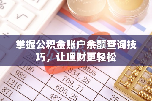 泸定掌握公积金账户余额查询技巧，让理财更轻松