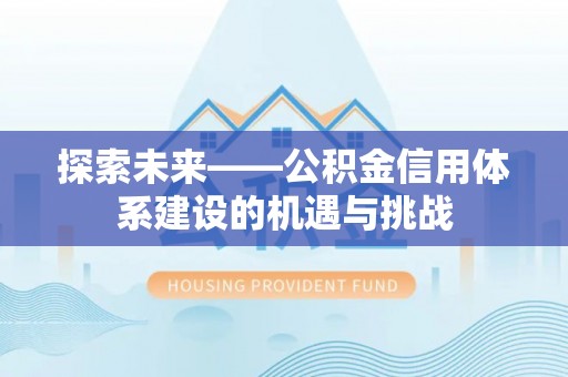 泸定探索未来——公积金信用体系建设的机遇与挑战